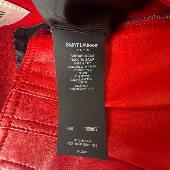 YSL Saint Laurent Red Leather Blazer Jacket Matching Shorts Suit Set Women Small - Picture 13 of 15